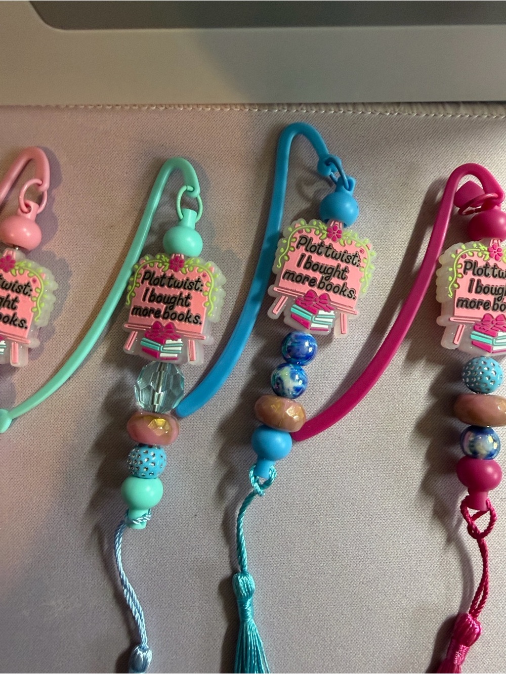 Handmade Plot twist I bought more books Bookmark Charm -with tassel - Picture 3 of 4